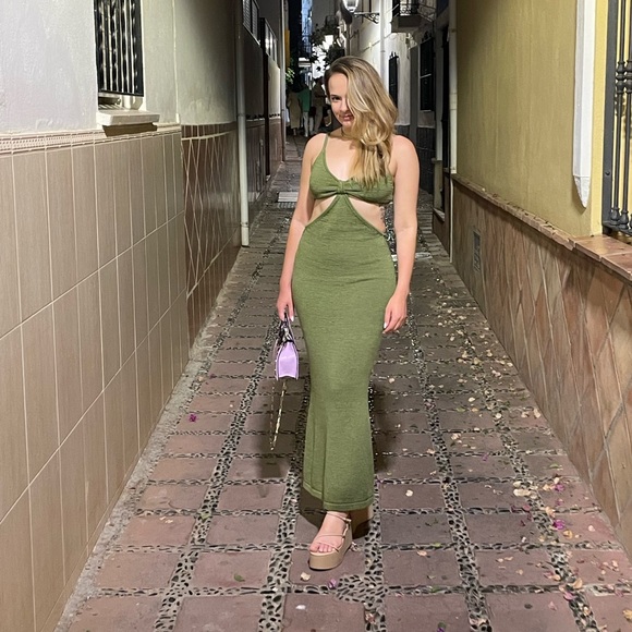 CULT GAIA Serita sleeveless cut out knit olive green midi dress size small - Picture 9 of 9